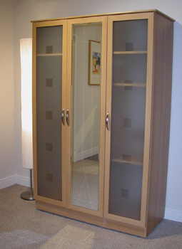 Danton triple wardrobe with glass doors
